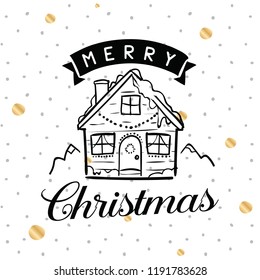 Merry Christmas. Typography. Vector logo, text design. Greeting card.