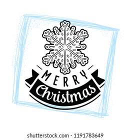 Merry Christmas. Typography. Vector logo, text design. Greeting card.