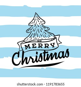 Merry Christmas. Typography. Vector logo, text design. Greeting card.
