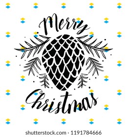 Merry Christmas. Typography. Vector logo, text design. Greeting card.