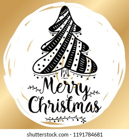 Merry Christmas. Typography. Vector logo, text design. Greeting card.