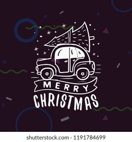 Merry Christmas. Typography. Vector logo, text design. Greeting card.