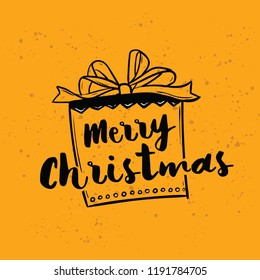 Merry Christmas. Typography. Vector logo, text design. Greeting card.