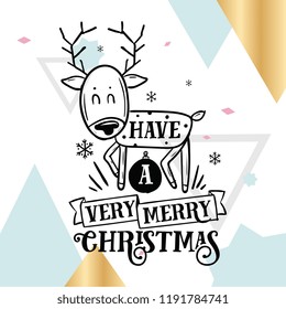 Merry Christmas. Typography. Vector logo, text design. Greeting card.