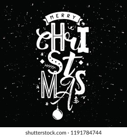 Merry Christmas. Typography. Vector logo, text design. Greeting card.