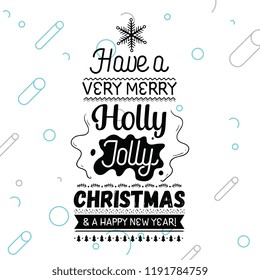 Merry Christmas. Typography. Vector logo, text design. Greeting card.