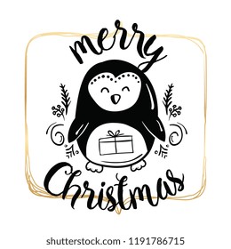 Merry Christmas. Typography. Vector logo, text design. Greeting card.