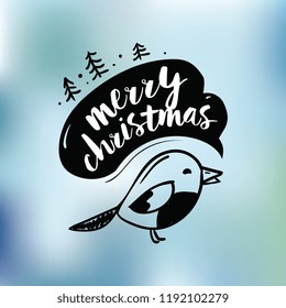 Merry Christmas. Typography. Vector logo, text design. Greeting card.