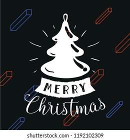 Merry Christmas. Typography. Vector logo, text design. Greeting card.