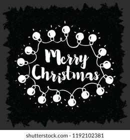 Merry Christmas. Typography. Vector logo, text design. Greeting card.