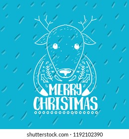 Merry Christmas. Typography. Vector logo, text design. Greeting card.