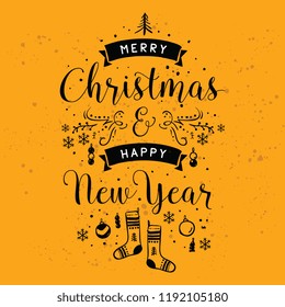 Merry Christmas. Typography. Vector logo, text design. Greeting card.
