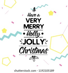 Merry Christmas. Typography. Vector logo, text design. Greeting card.