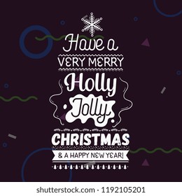 Merry Christmas. Typography. Vector logo, text design. Greeting card.
