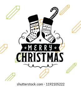 Merry Christmas. Typography. Vector logo, text design. Greeting card.
