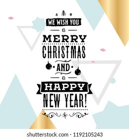 Merry Christmas. Typography. Vector logo, text design. Greeting card.
