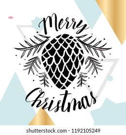 Merry Christmas. Typography. Vector logo, text design. Greeting card.