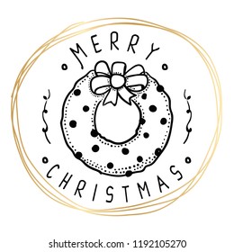Merry Christmas. Typography. Vector logo, text design. Greeting card.