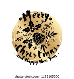 Merry Christmas. Typography. Vector logo, text design. Greeting card.
