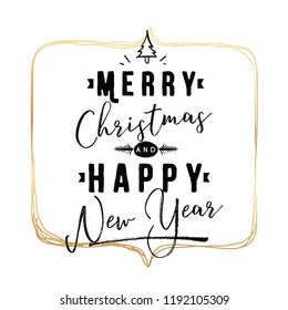 Merry Christmas. Typography. Vector logo, text design. Greeting card.