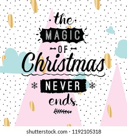 Merry Christmas. Typography. Vector logo, text design. Greeting card.