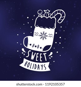 Merry Christmas. Typography. Vector logo, text design. Greeting card.