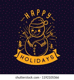 Merry Christmas. Typography. Vector logo, text design. Greeting card.