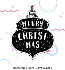 Merry Christmas. Typography. Vector logo, text design. Greeting card.