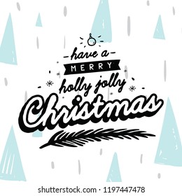 Merry Christmas. Typography. Vector logo, text design. Greeting card.