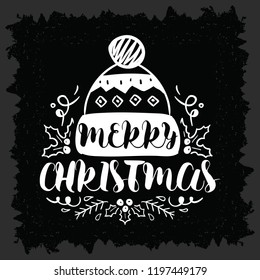 Merry Christmas. Typography. Vector logo, text design. Greeting card.