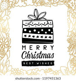 Merry Christmas. Typography. Vector logo, text design. Greeting card.