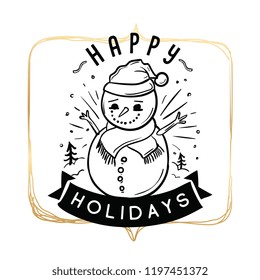 Merry Christmas. Typography. Vector logo, text design. Greeting card.