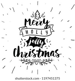 Merry Christmas. Typography. Vector logo, text design. Greeting card.