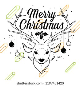 Merry Christmas. Typography. Vector logo, text design. Greeting card.