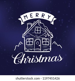 Merry Christmas. Typography. Vector logo, text design. Greeting card.