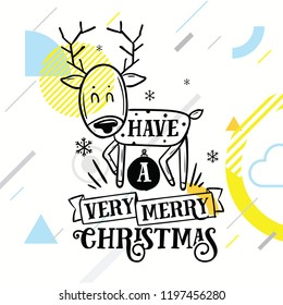 Merry Christmas. Typography. Vector logo, text design. Greeting card.