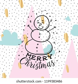 Merry Christmas. Typography. Vector logo, text design. Greeting card.