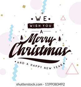 Merry Christmas. Typography. Vector logo, text design. Greeting card.