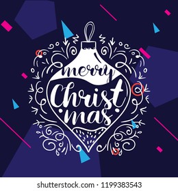 Merry Christmas. Typography. Vector logo, text design. Greeting card.