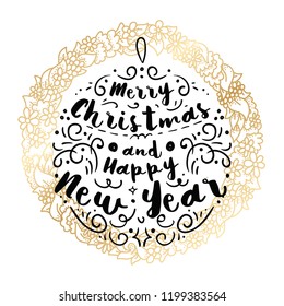 Merry Christmas. Typography. Vector logo, text design. Greeting card.