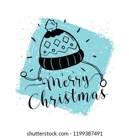 Merry Christmas. Typography. Vector logo, text design. Greeting card.