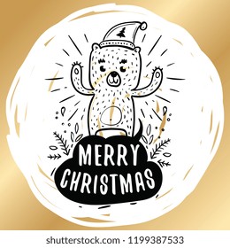 Merry Christmas. Typography. Vector logo, text design. Greeting card.