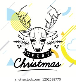 Merry Christmas. Typography. Vector logo, text design. Greeting card.