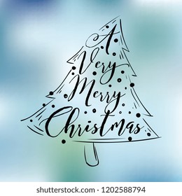 Merry Christmas. Typography. Vector logo, text design. Greeting card.