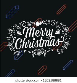 Merry Christmas. Typography. Vector logo, text design. Greeting card.
