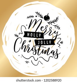 Merry Christmas. Typography. Vector logo, text design. Greeting card.