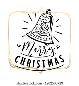 Merry Christmas. Typography. Vector logo, text design. Greeting card.