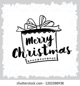 Merry Christmas. Typography. Vector logo, text design. Greeting card.