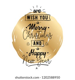 Merry Christmas. Typography. Vector logo, text design. Greeting card.