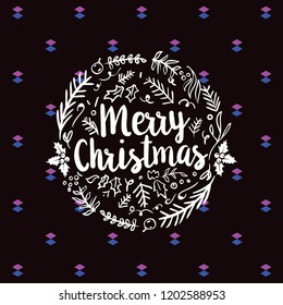 Merry Christmas. Typography. Vector logo, text design. Greeting card.